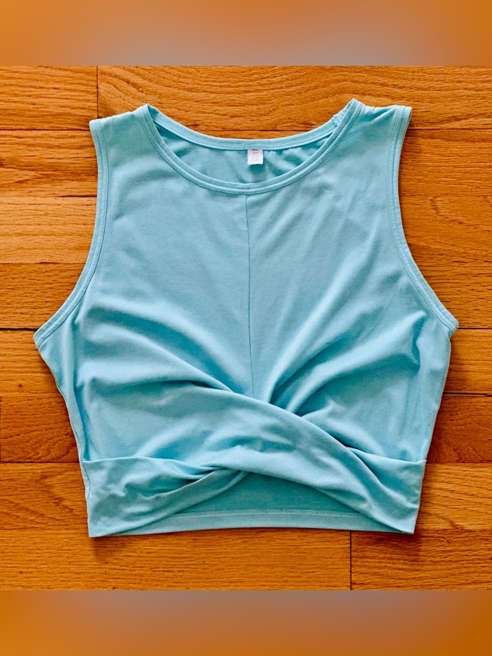 Yogalicious Twist-Front Crop Top in Light Cyan Color Size XS